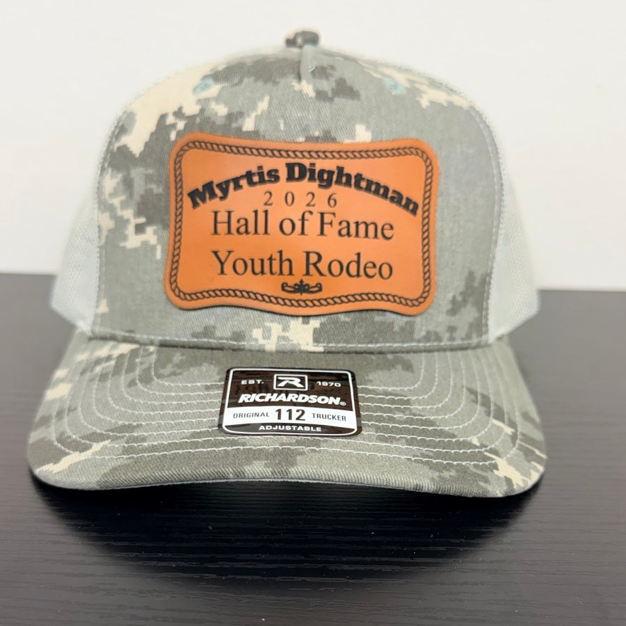 Myrtis Dightman Richardson 112 Digi Camo cap, front view of actual cap