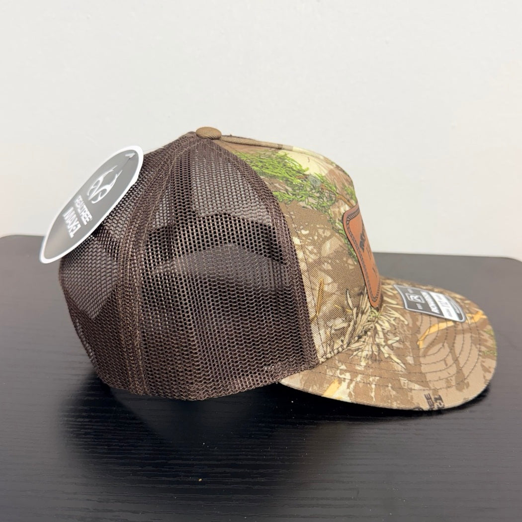 Richardson 112 Realtree MAX-1 camouflage cap with brown mesh, side view
