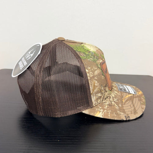 Richardson 112 Realtree MAX-1 camouflage cap with brown mesh, side view